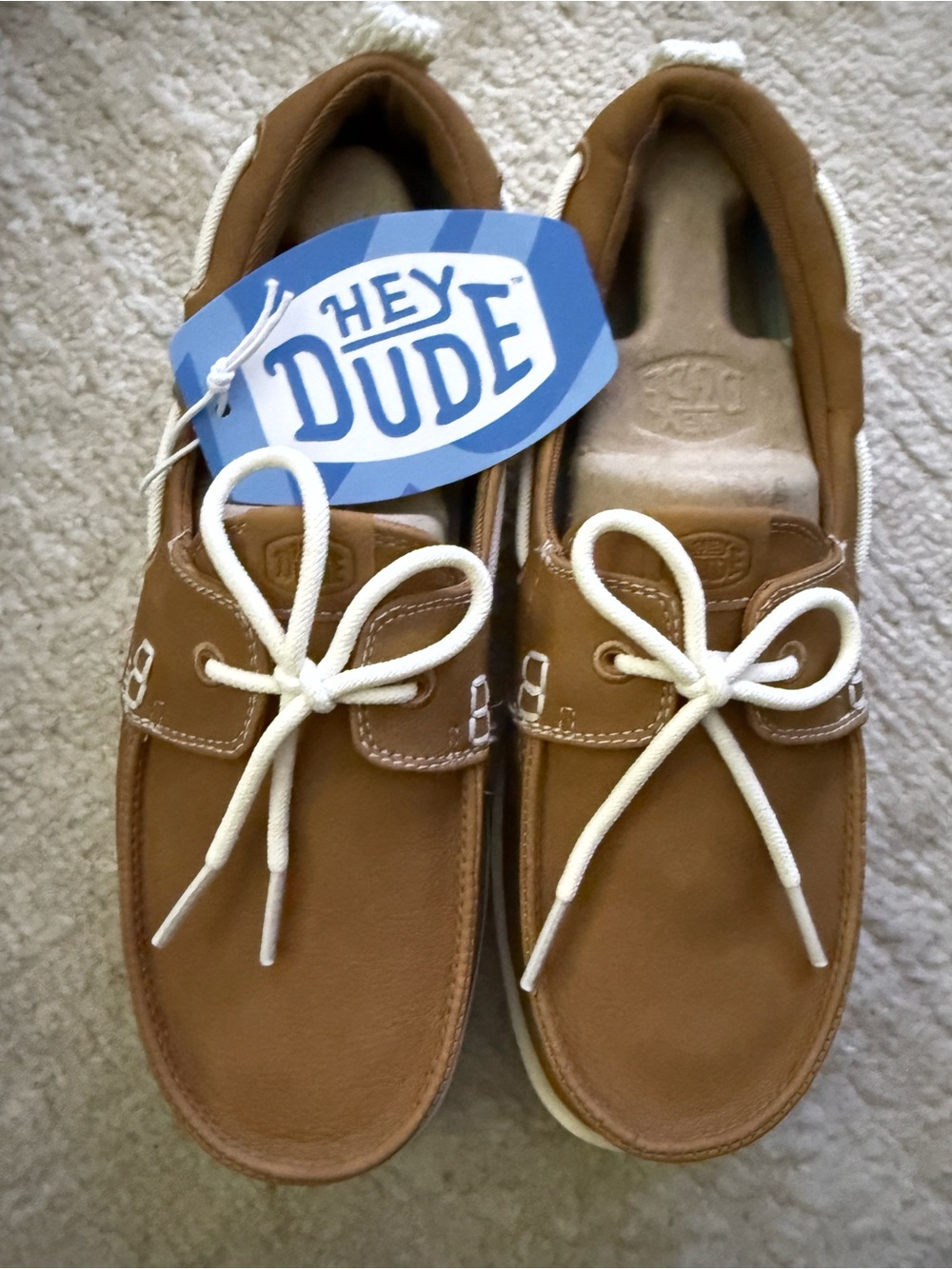 Hey Dude Brown Boat Shoes with white Laces